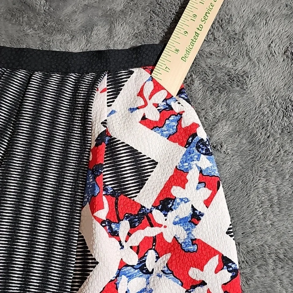 Peter Pilotto Target Faux Wrap Lined Textured Skirt Pockets Mixed Print Size 6